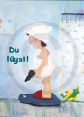 "Du lügst!" Motiv von Miriam Kramer 50 x 70 cm - Fine-Art-Print auf Leinwand - Mit Ohrring handveredelt